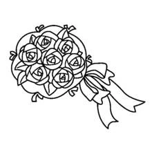 Coloriage Bouquet de roses avec un ruban noué