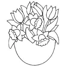 Coloriage Bouquet de fleurs dans un pot rond