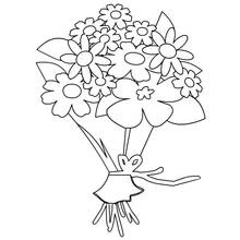 Coloriage Bouquet de fleurs noué avec un ruban
