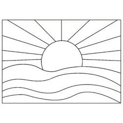 Coloriage Coucher de soleil sur les vagues