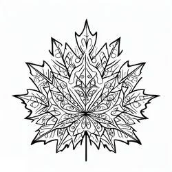 Coloriage Feuille d'érable ornée de motifs mandala