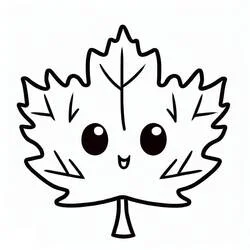 Coloriage Feuille d'Érable au visage souriant
