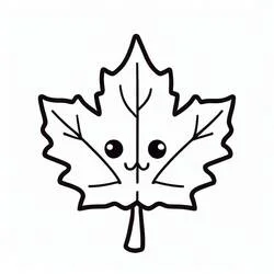 Coloriage Feuille d'Érable avec un visage souriant