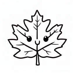 Coloriage Feuille d'Érable avec un visage souriant