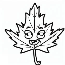 Coloriage Feuille d'Érable au visage rigolo