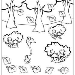 Coloriage Petit canard marchant seul dans la forêt
