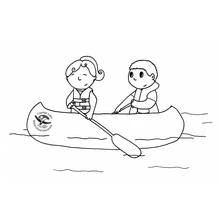 Coloriage Enfants en canoë sur le lac