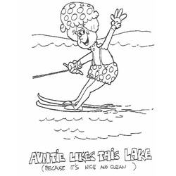 Coloriage Femme faisant du ski nautique sur un lac