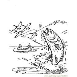 Coloriage Truite jaillissant hors du lac