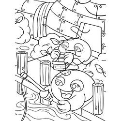 Coloriage Deux baies joyeuses pêchant près d'un lac