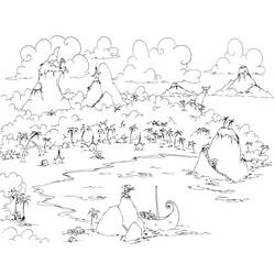 Coloriage Lac avec des singes pirates sur une île tropicale