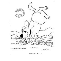Coloriage Clifford le grand chien rouge sautant dans le lac