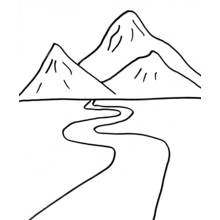 Coloriage Chaîne de montagnes avec une rivière sinueuse