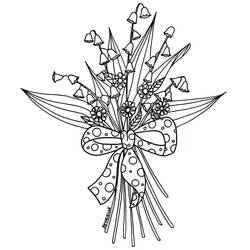 Coloriage Bouquet de muguet avec un ruban à pois