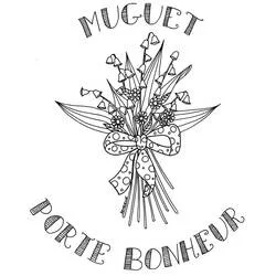 Coloriage Muguet en bouquet noué d'un ruban à pois
