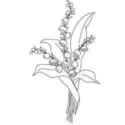 Coloriage Muguet aux clochettes rondes et feuilles rubans