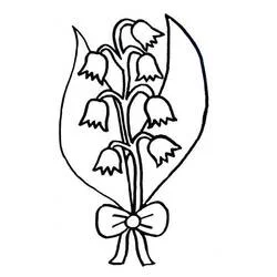 Coloriage Muguet en bouquet avec un ruban noué