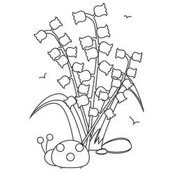 Coloriage Muguet avec une coccinelle
