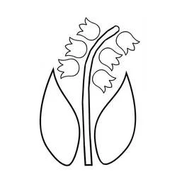Coloriage Muguet avec deux grandes feuilles