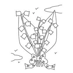 Coloriage Bouquet de muguet noué d'un ruban