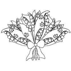 Coloriage Muguet en bouquet noué d'un ruban