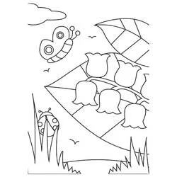 Coloriage Muguet avec papillon et coccinelle