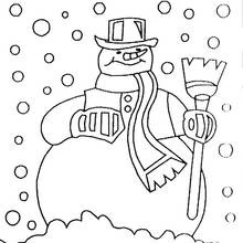 Coloriage Bonhomme de neige avec un balai