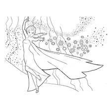 Coloriage Elsa créant des flocons magiques
