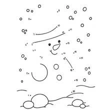 Coloriage Bonhomme de neige à relier en pointillés