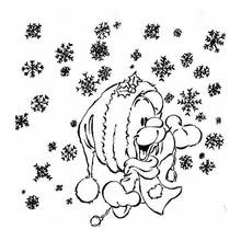 Coloriage Personnage rigolo avec bonnet sous les flocons de neige