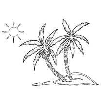 Coloriage Palmiers sur une plage ensoleillée