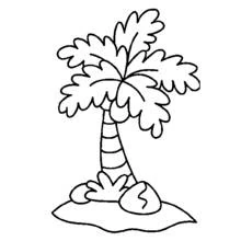 Coloriage Palmier sur une petite île