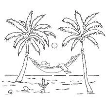 Coloriage Hamac chapeau posé, soleil rond