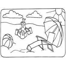 Coloriage Château de sable sur la plage