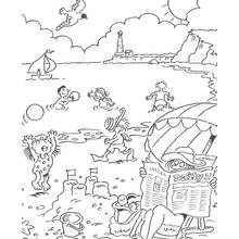 Coloriage Journée animée à la plage