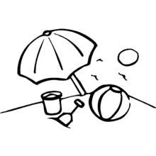 Coloriage Parasol de plage avec ballon et seau