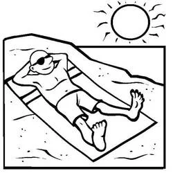 Coloriage Homme allongé sur une serviette de plage