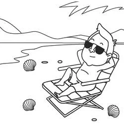 Coloriage Homme sur la plage en vacances