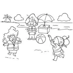 Coloriage Petits enfants sur la plage