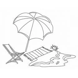 Coloriage Plage avec parasol et chaise longue