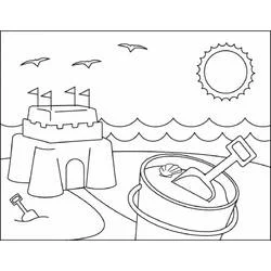 Coloriage Château de sable sur la plage