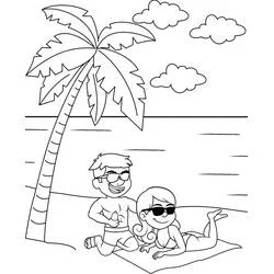Coloriage Couple sur la plage