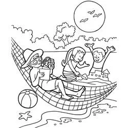 Coloriage Famille en train de se détendre à la plage