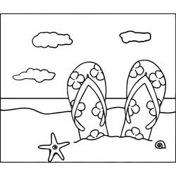 Coloriage Tongs sur la plage