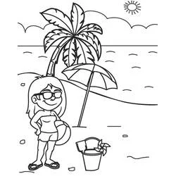 Coloriage Une petite fille sur la plage