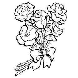 Coloriage Roses en bouquet avec un ruban