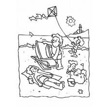 Coloriage Journée en famille à la plage