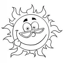Coloriage Soleil souriant avec des lunettes de soleil