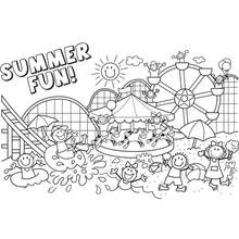 Coloriage Fête foraine et plage en été
