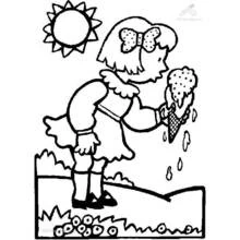 Coloriage Petite fille mangeant une glace
